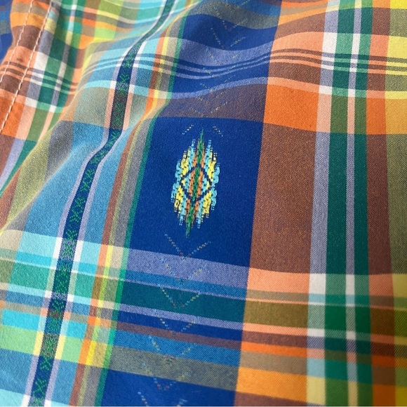 Polo Ralph Lauren Swim Trunks Mesh-Lined Southwest Aztec Blue Orange Plaid Men M - Picture 2 of 12